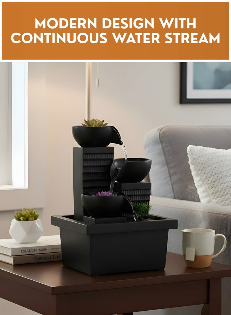 JUNI Indoor Tabletop Water Fountain – Decorative Flowing Water Ornament for Home Décor, Relaxing Table Fountain for Living Room & Office Desk - Image 5